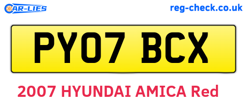 PY07BCX are the vehicle registration plates.