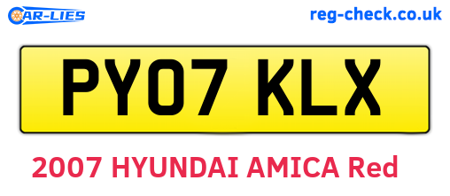 PY07KLX are the vehicle registration plates.