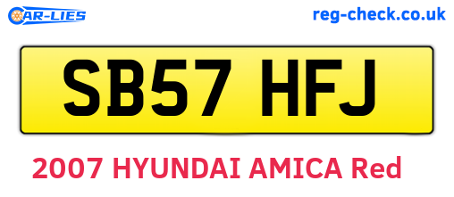 SB57HFJ are the vehicle registration plates.