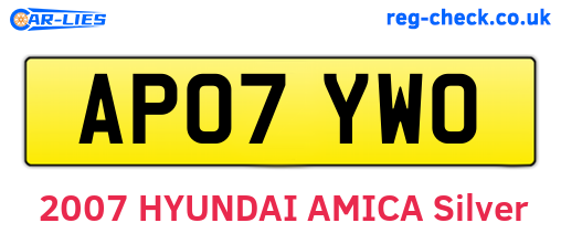 AP07YWO are the vehicle registration plates.