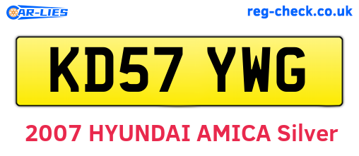 KD57YWG are the vehicle registration plates.