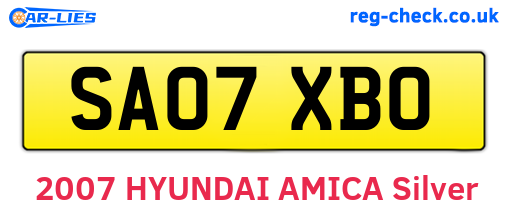 SA07XBO are the vehicle registration plates.