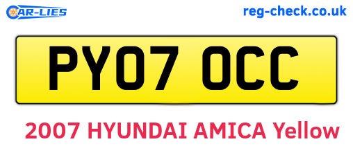 PY07OCC are the vehicle registration plates.