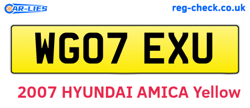 WG07EXU are the vehicle registration plates.