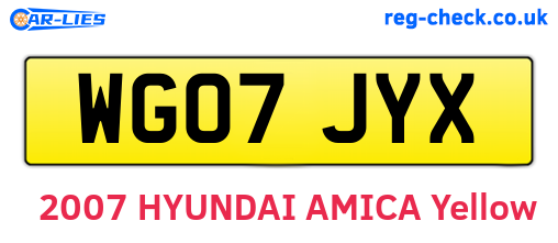 WG07JYX are the vehicle registration plates.