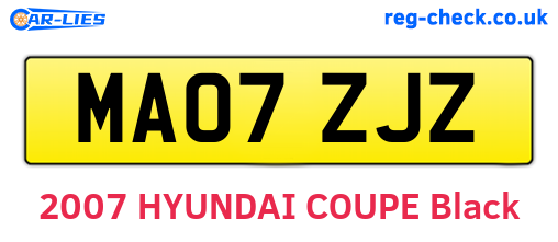 MA07ZJZ are the vehicle registration plates.