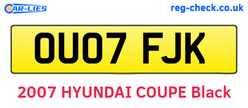 OU07FJK are the vehicle registration plates.
