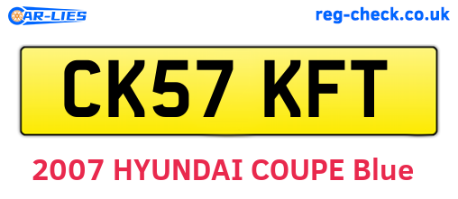 CK57KFT are the vehicle registration plates.