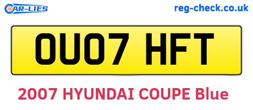 OU07HFT are the vehicle registration plates.