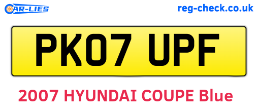 PK07UPF are the vehicle registration plates.