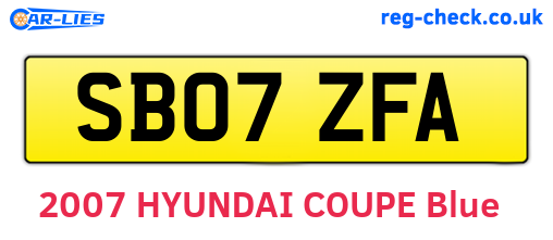 SB07ZFA are the vehicle registration plates.