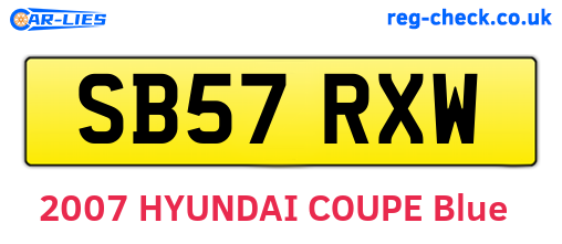 SB57RXW are the vehicle registration plates.