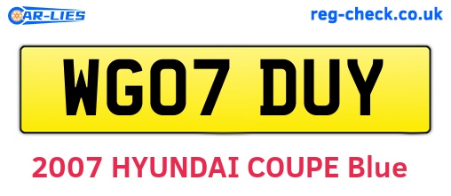 WG07DUY are the vehicle registration plates.