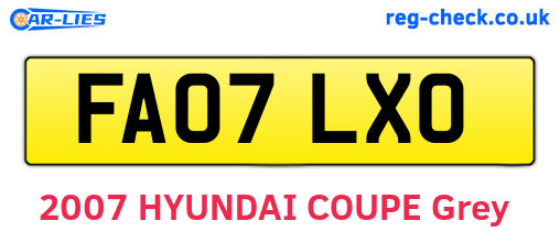FA07LXO are the vehicle registration plates.