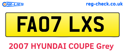 FA07LXS are the vehicle registration plates.