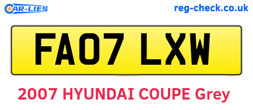 FA07LXW are the vehicle registration plates.