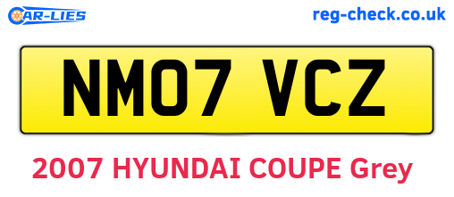 NM07VCZ are the vehicle registration plates.