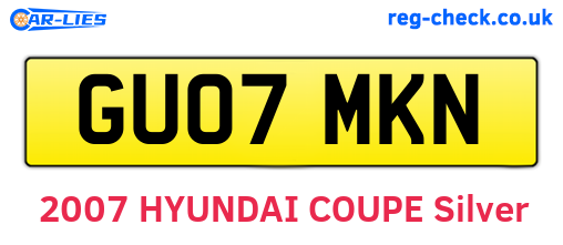 GU07MKN are the vehicle registration plates.