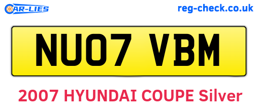 NU07VBM are the vehicle registration plates.