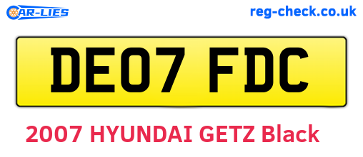 DE07FDC are the vehicle registration plates.