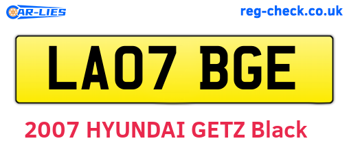 LA07BGE are the vehicle registration plates.