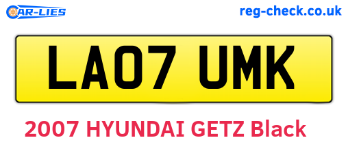 LA07UMK are the vehicle registration plates.