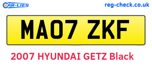 MA07ZKF are the vehicle registration plates.