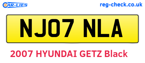 NJ07NLA are the vehicle registration plates.