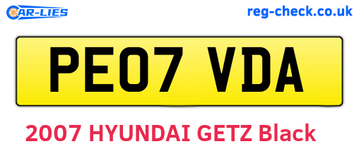 PE07VDA are the vehicle registration plates.
