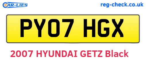 PY07HGX are the vehicle registration plates.