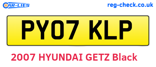 PY07KLP are the vehicle registration plates.