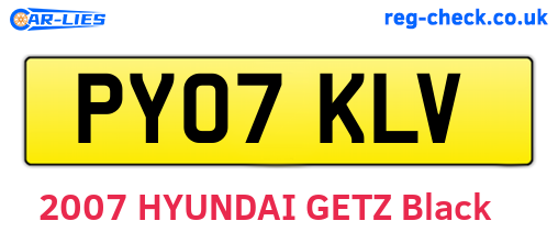PY07KLV are the vehicle registration plates.