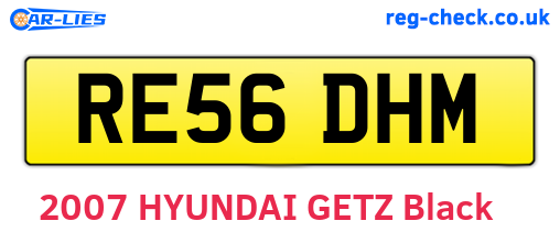 RE56DHM are the vehicle registration plates.