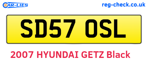 SD57OSL are the vehicle registration plates.