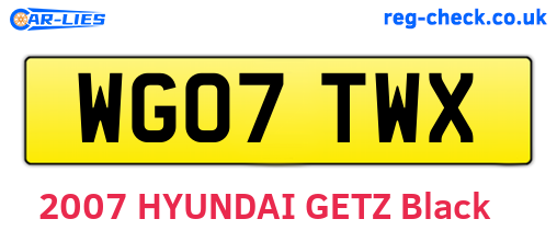 WG07TWX are the vehicle registration plates.
