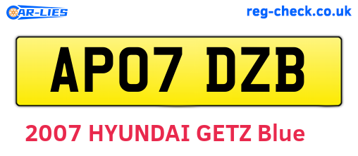 AP07DZB are the vehicle registration plates.