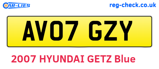 AV07GZY are the vehicle registration plates.