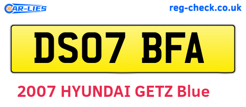 DS07BFA are the vehicle registration plates.