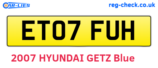 ET07FUH are the vehicle registration plates.