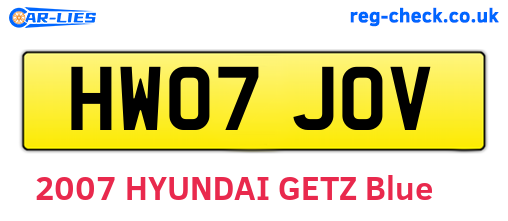 HW07JOV are the vehicle registration plates.