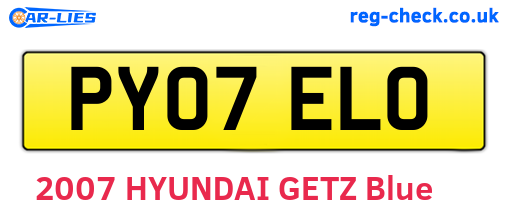 PY07ELO are the vehicle registration plates.