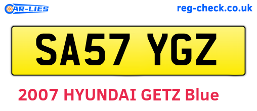 SA57YGZ are the vehicle registration plates.