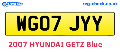 WG07JYY are the vehicle registration plates.