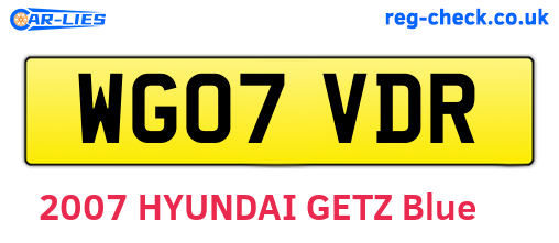 WG07VDR are the vehicle registration plates.