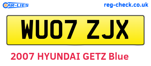 WU07ZJX are the vehicle registration plates.