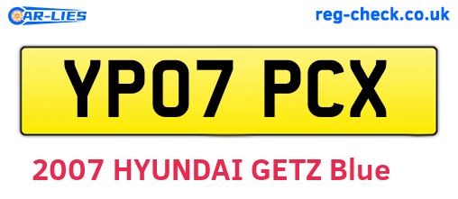 YP07PCX are the vehicle registration plates.