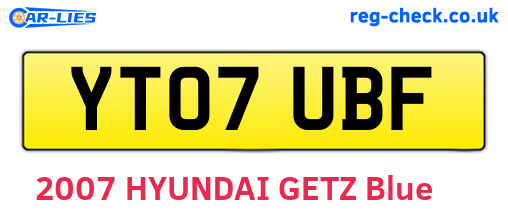 YT07UBF are the vehicle registration plates.