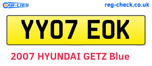 YY07EOK are the vehicle registration plates.