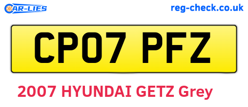 CP07PFZ are the vehicle registration plates.