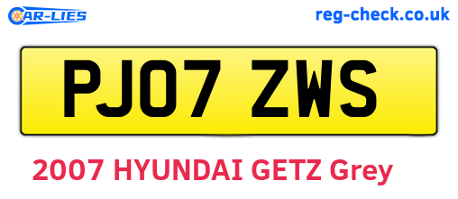PJ07ZWS are the vehicle registration plates.